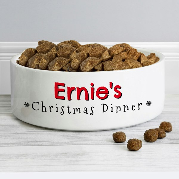 Personalised Memento Company Personalised Christmas Dinner 15cm Medium Pet Bowl
