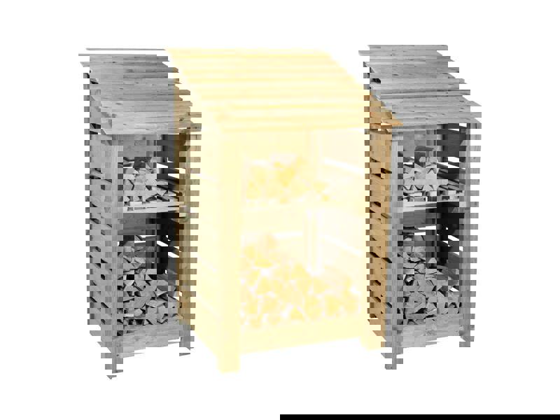 Arbor Garden Solutions Slatted Wooden Log Store With Shelf W-79cm, H-126cm or 180cm, D-88cm