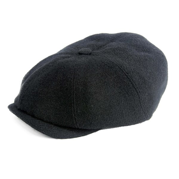 Gamble & Gunn Dilworth - 8 Panel British Made 15oz Black Harris Tweed Cap 