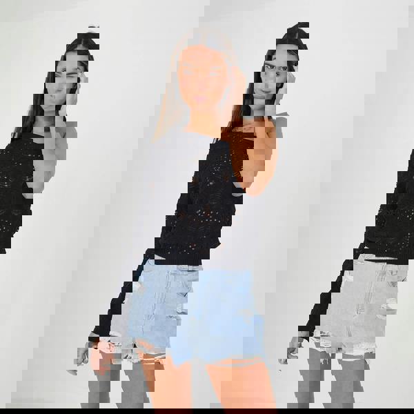 Brave Soul Black Asymmetric Off the Shoulder Jumper - Black Image 1