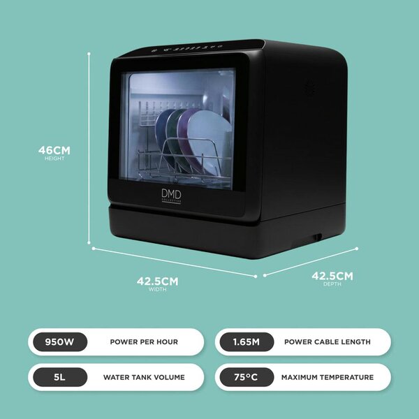 DMD Collective Countertop Dishwasher with Water Tank – Compact Mini Washer