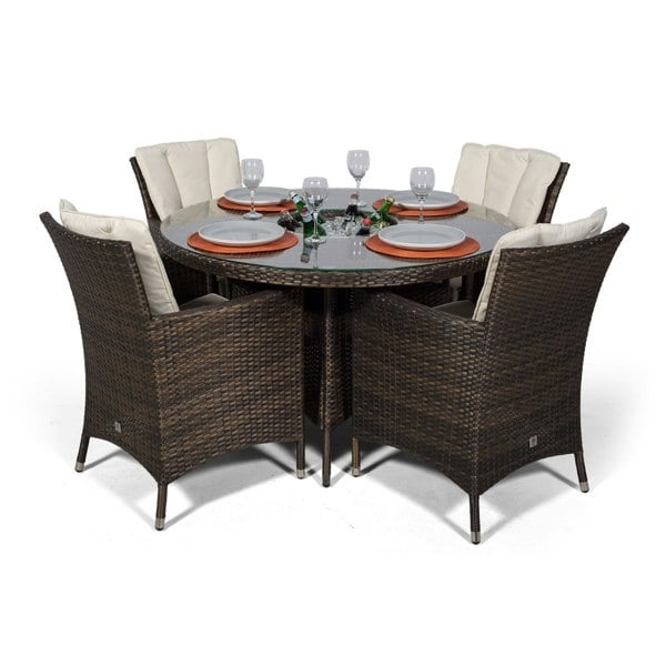 Giardino Savannah Round 4 Seater Patio Dining Set with Ice Bucket Drinks Cooler