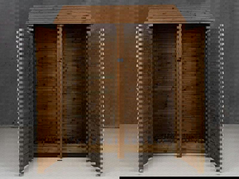 Arbor Garden Solutions Wooden Log Store with Door W-146cm, H-126cm or 180cm, D-88cm - Brown Finish