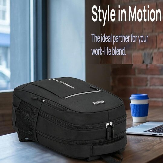 Havendro Black Backpack Rucksack Large Upgraded Mens Womens Bag Travel Work School Sports