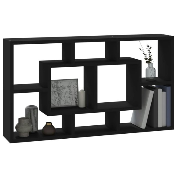 Berkfield Wall Display Shelf 8 Compartments Black