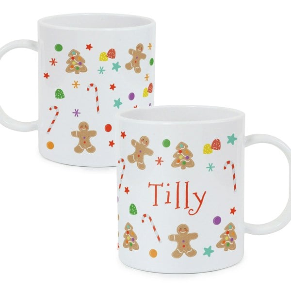 Personalised Memento Company Personalised Gingerbread Pattern Plastic Mug