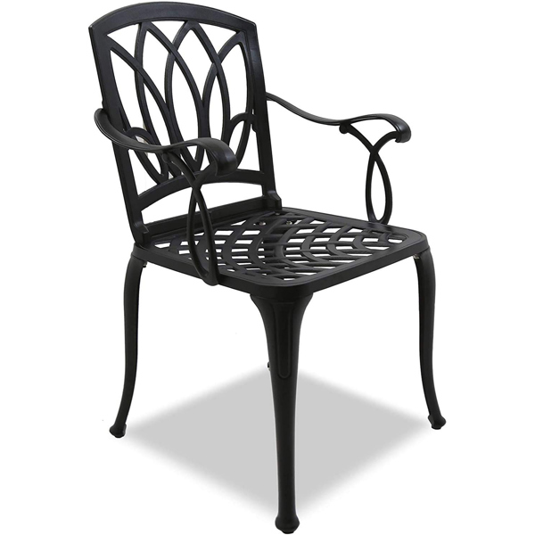 Centurion Supports POSITANO Luxurious Garden and Patio Table and 4 Large Chairs with Armrests Cast Aluminium Bistro Set - Black