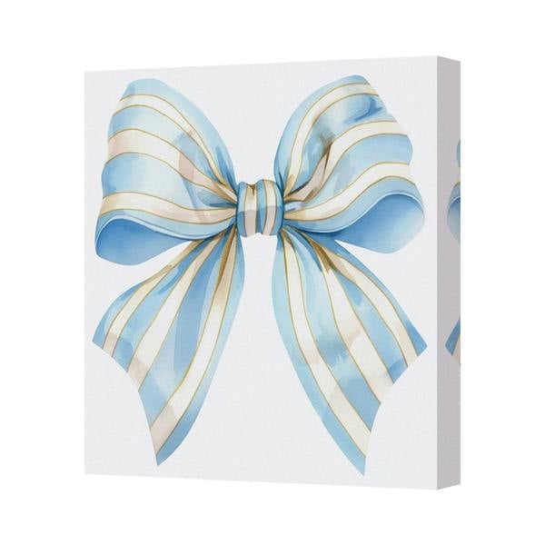 Benjamin Tate Design Blue Bow Canvas Wall Art Print Handmade In United Kingdom