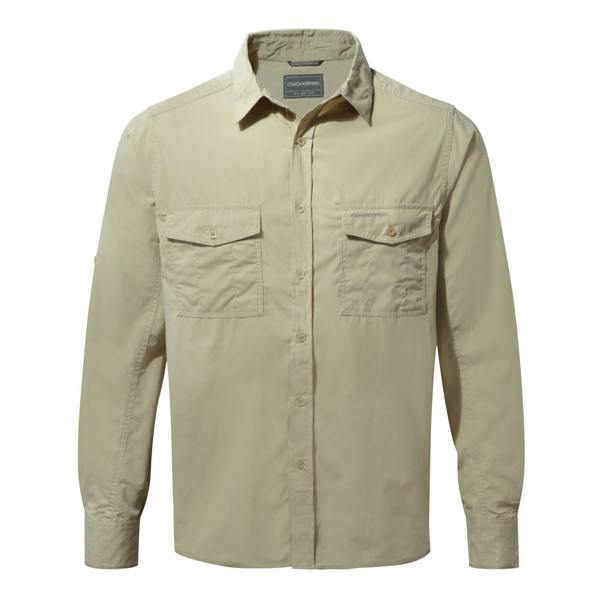 Craghoppers Mens Kiwi Long-Sleeved Shirt - Oatmeal Grey - 
