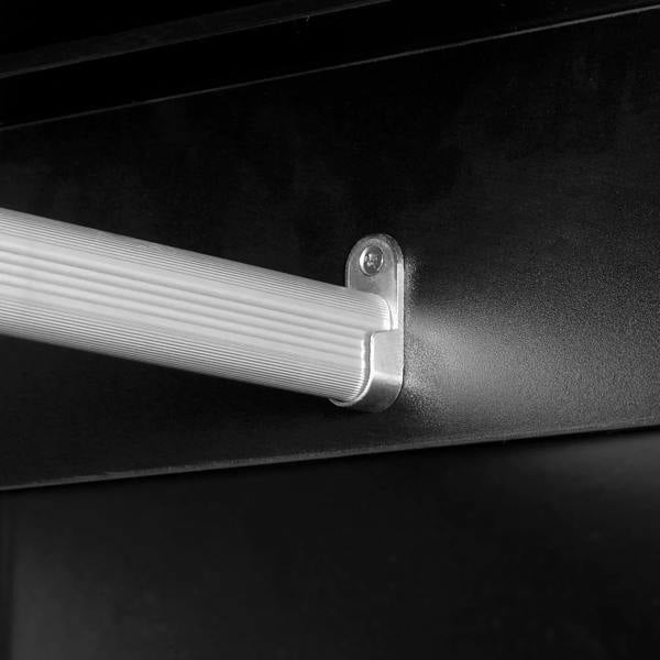 Close-up of wardrobe drawer rail with metal pin and track