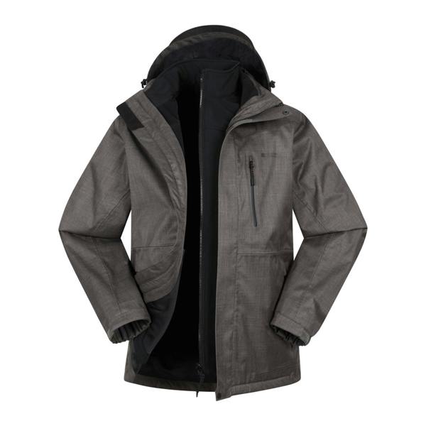 Mountain Warehouse Mens Bracken Extreme 3 in 1 Waterproof Jacket - Medium Grey - 