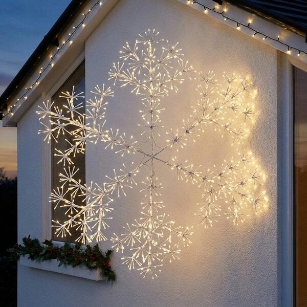 Garden Greatness Silver Starburst Snowflake LED Light with Timer