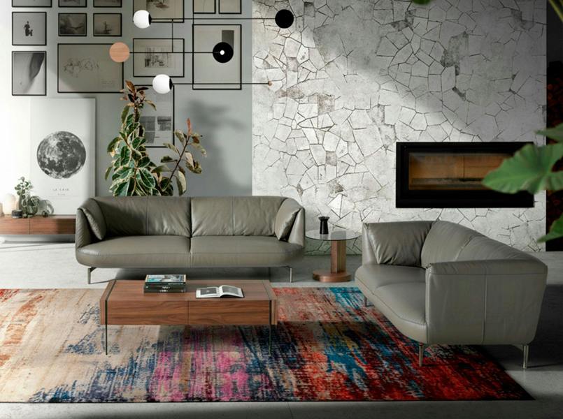 Angel Cerdá Grey leather sofa 6036/6037
