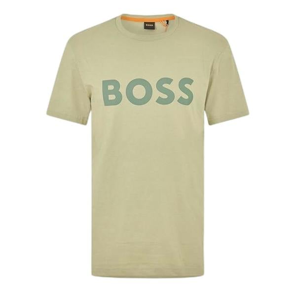 Boss Mens Thinking 1 Signature Logo Regular T-Shirt - Green - 
