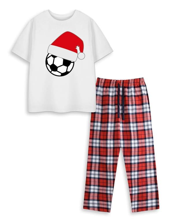 Show Me The Merch Unisex Kids White Football Short Sleeve Long Leg Pyjama Set