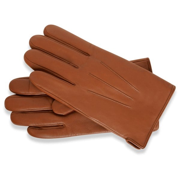 this image shows a pair of tan leather gloves from Barneys Originals
