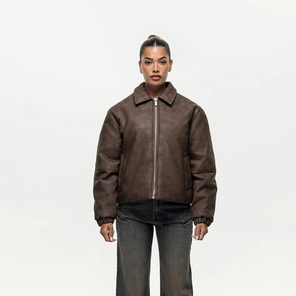 Good For Nothing Brown Vintage PU Coach Jacket - Brown Image 1