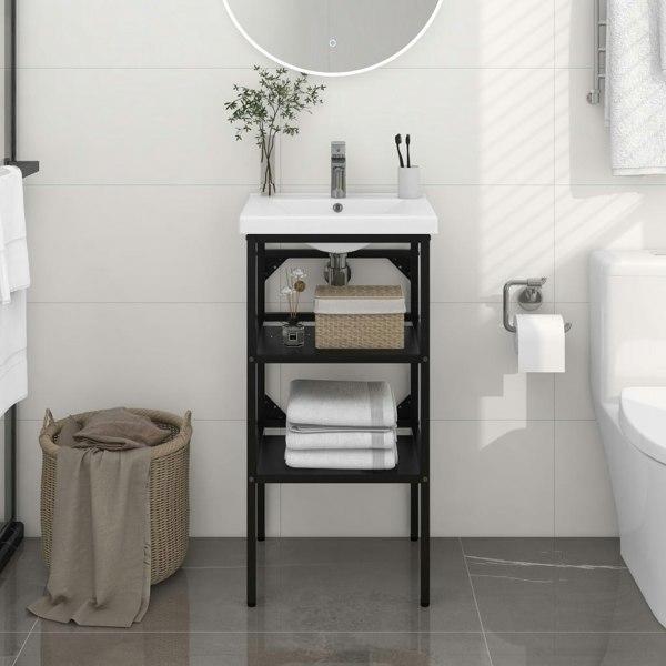 Berkfield Bathroom Washbasin Frame Black 40x38x83 cm Iron