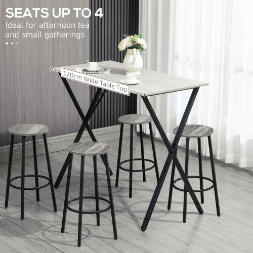 Wyld Haus Bakefi Wooden White Rectangular Breakfast Bar Table Seating 4