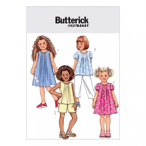 Butterick Sewing Pattern 4176, Dresses, Trousers, Shorts, Tops for Kids, Baby, Ages 2-3-4-5 - Easy