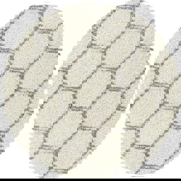 Trellis Design Thick Shaggy Area Rugs Ivory