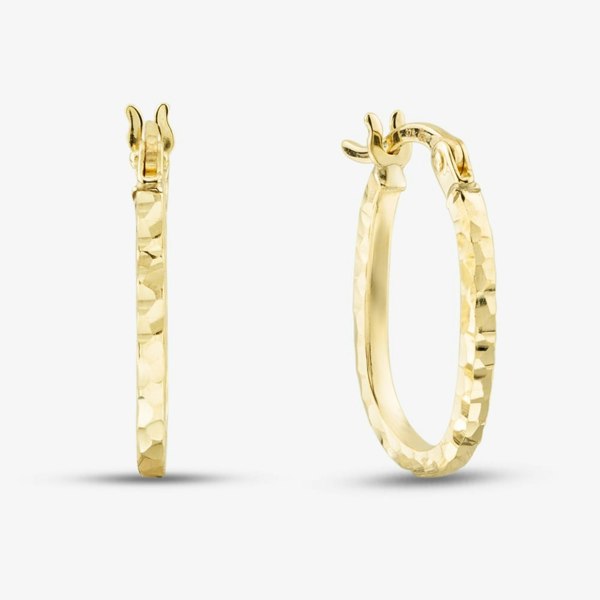 T. H. Baker 9ct Yellow Gold Diamond Cut Oval Creole Earrings 1.51.3136