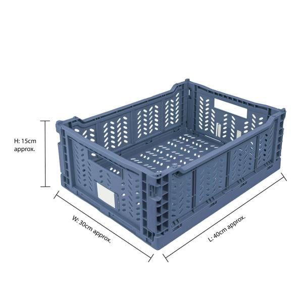 JVL STACKIT - Plastic Foldable Storage Crate - 14.5L - Blue