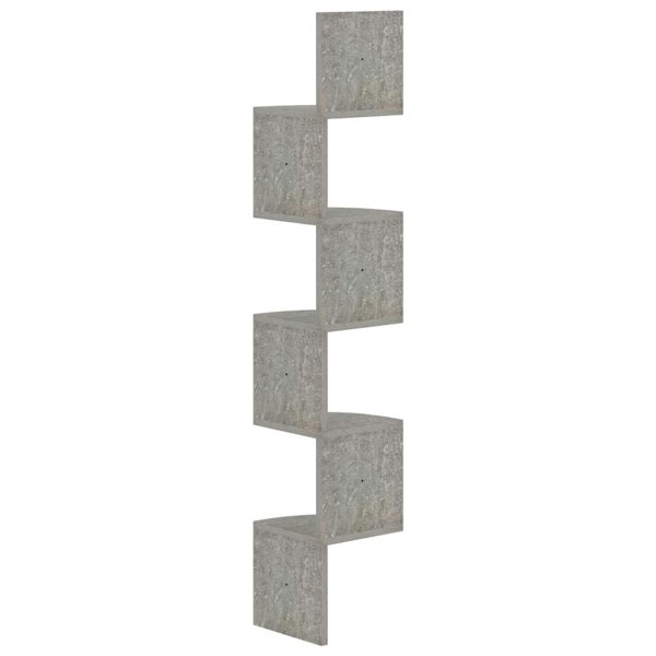 Berkfield Wall Corner Shelf Concrete Grey 19x19x123 cm Engineered Wood