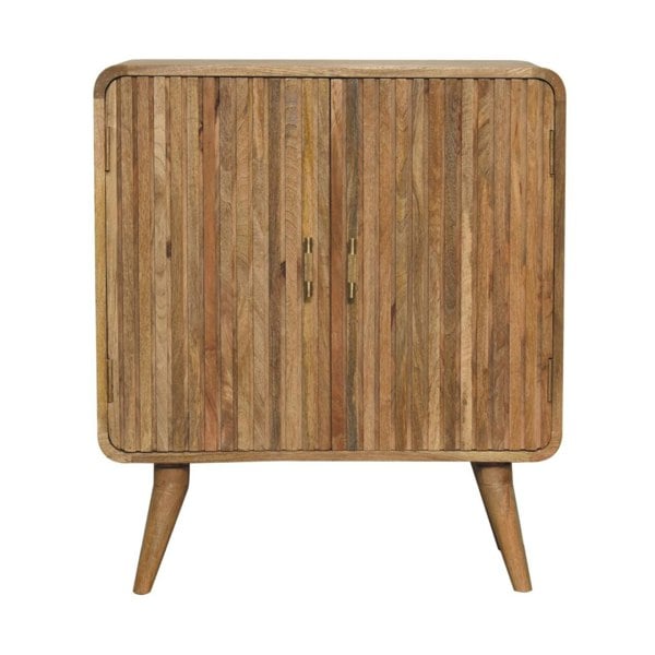 Artisan Furniture T-bar Ridged Handcrafted Solid Mango Wood Cabinet