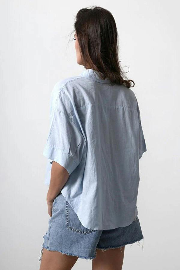 WOVCOR Short-Sleeve Dropped Sleeve Oversize Shirt