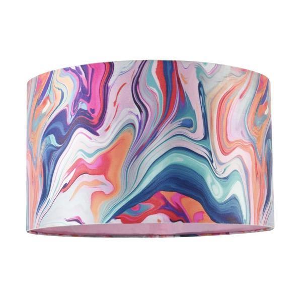 Modern Chic Satin Fabric Lamp Shade with Colour Mix Marble Design Image 1