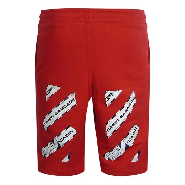 Off-White Airport Tape Design Red Sweat Shorts XS