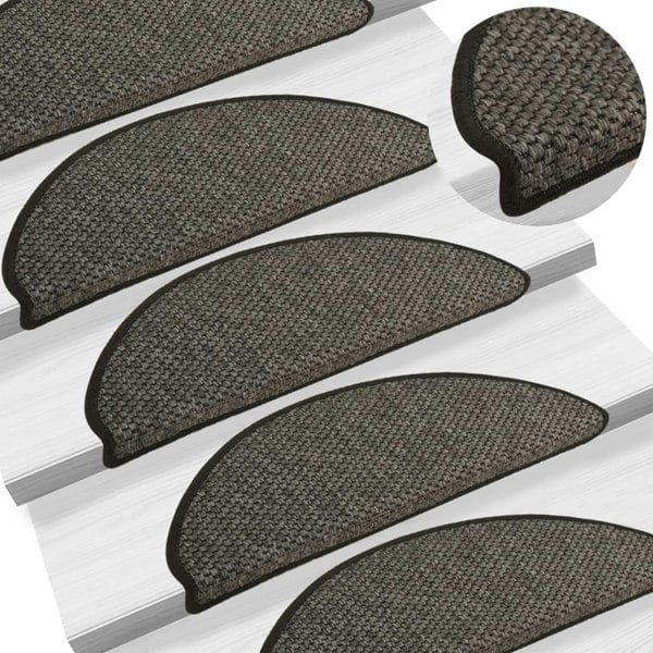 Berkfield Stair Mats Self-adhesive Sisal-Look 15 pcs 65x21x4 cm Anthracite
