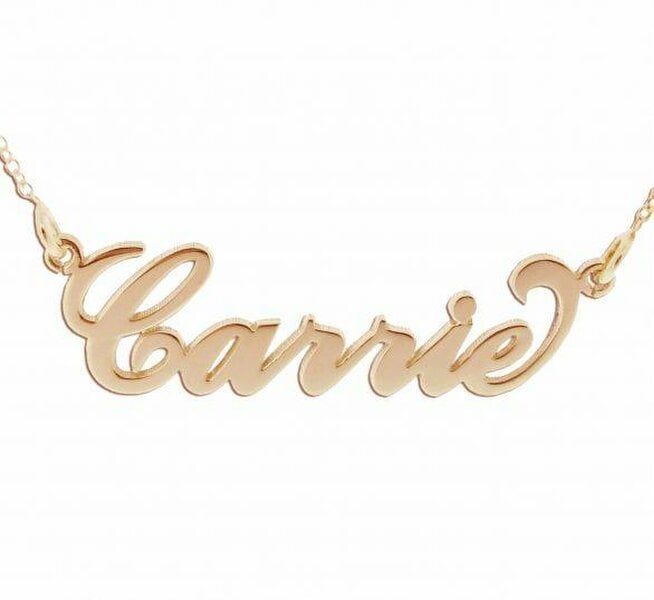 Christopher James of London 9ct Rose Gold Plated Carrie Style Personalised Name Necklace with Curl