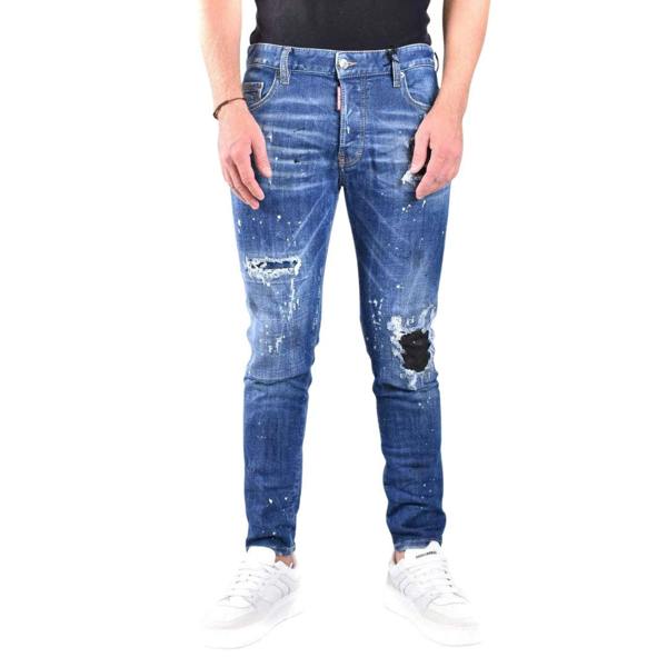 DSQUARED2 Skater Jean Destroyed Reinforced Paint Splash Effect Blue Jeans W30