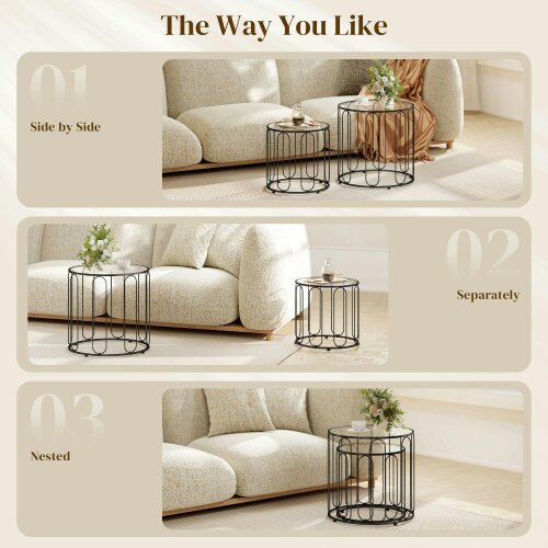 Wyld Haus Roro Metal Black Set Of 2 Elliptical Cut Out Nesting Tables