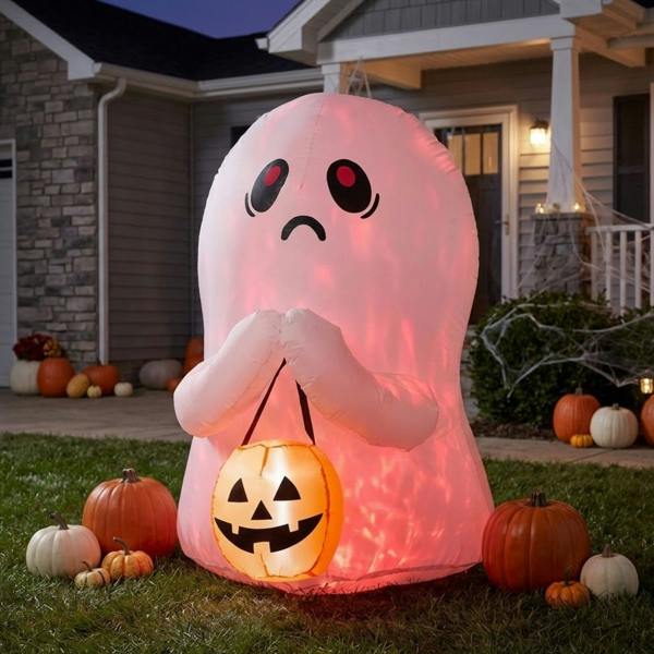 Garden Greatness 3FT Light Up Inflatable Trick or Treat Ghost Halloween