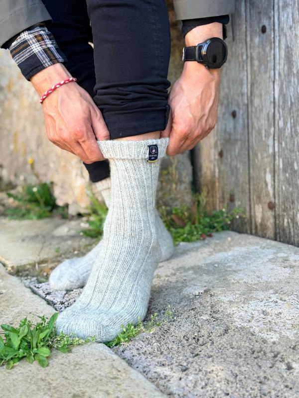 Jemsox British Wool Boot Socks – Light Grey Natural | 100% British Wool Luxury Boot Socks
