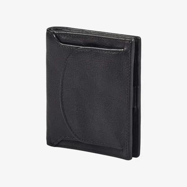 Black real leather coin tray purse with note section 