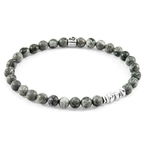 Anchor & Crew Grey Jasper Atrato Silver and Stone Bracelet