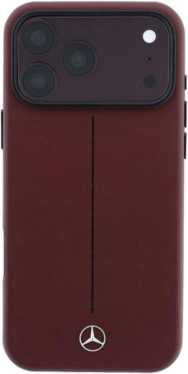 Mercedes Leather Semi Wrap Iconic Line Case with MagSafe for iPhone 17/18 Pro Max 6.9" Burgundy - MEHMP18X25PFWSTR