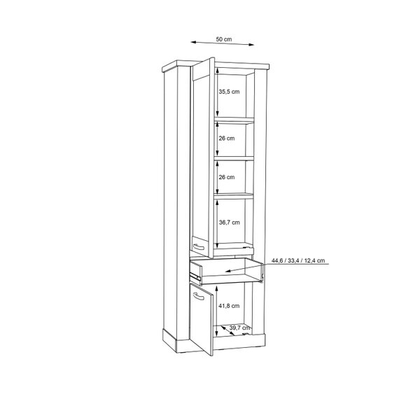 Wyld Haus Coppermere Artisan Oak Effect Tall Display Cabinet 2 Doors 1 Drawer