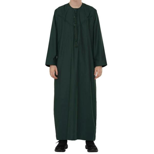 HM11 - Men's Emirati Omani Bobble Button Thobe - Green - Thobez - 1