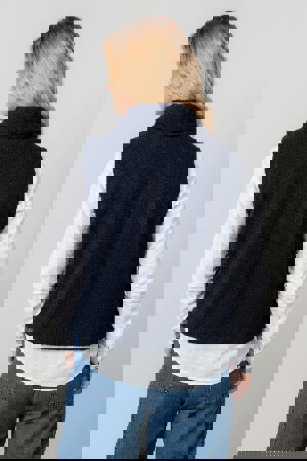 Lily & Me Bramble Boucle Knit Cowl Neck Tank Navy