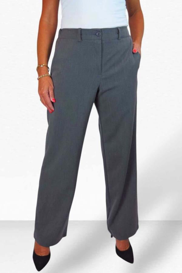 Paulo Due Women's Smart High Waist Wide Leg Trousers with Elastic Waist