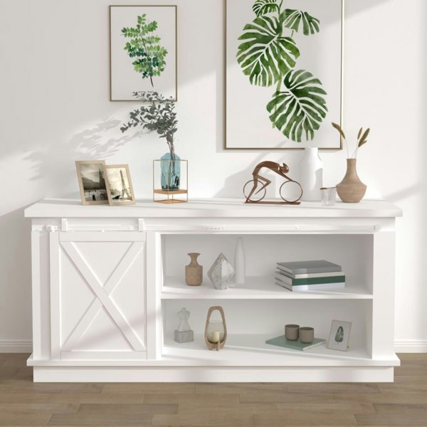 Berkfield Mini Sliding Cabinet Door Kit Carbon Steel White 183 cm