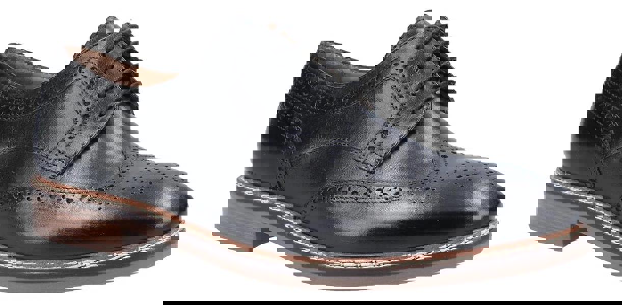 Hush Puppies Bryson Mens Wing Tip Brogue Smart Leather Lace Up Shoes