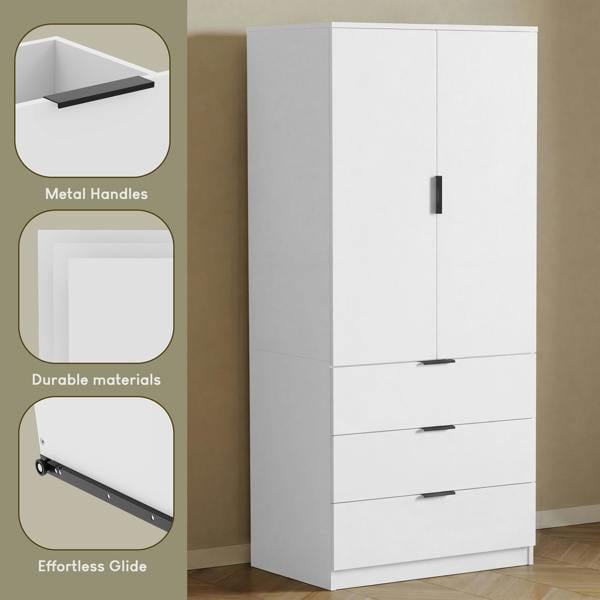 Vida Designs Trega 2 Door 3 Drawer Wardrobe