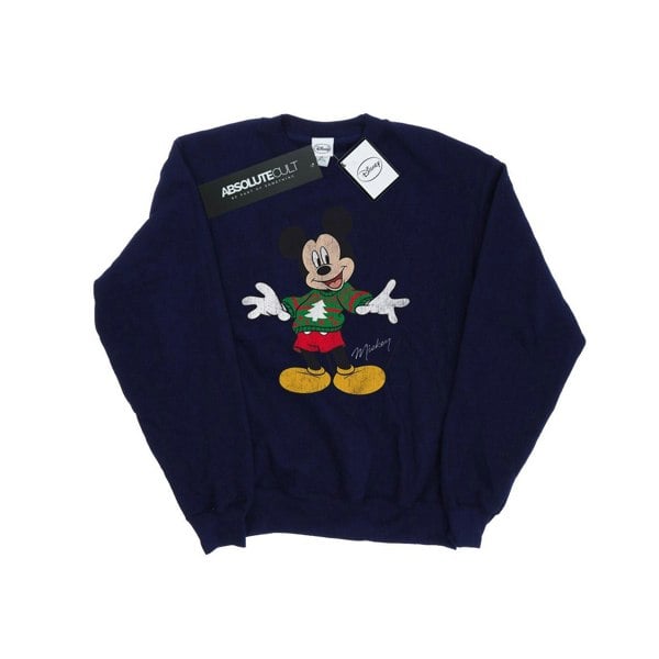 Disney Boys Mickey Mouse Christmas Jumper Sweatshirt - Navy Blue