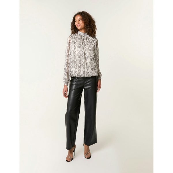 Blue Vanilla Rhinestone Studded Snake Print Blouse